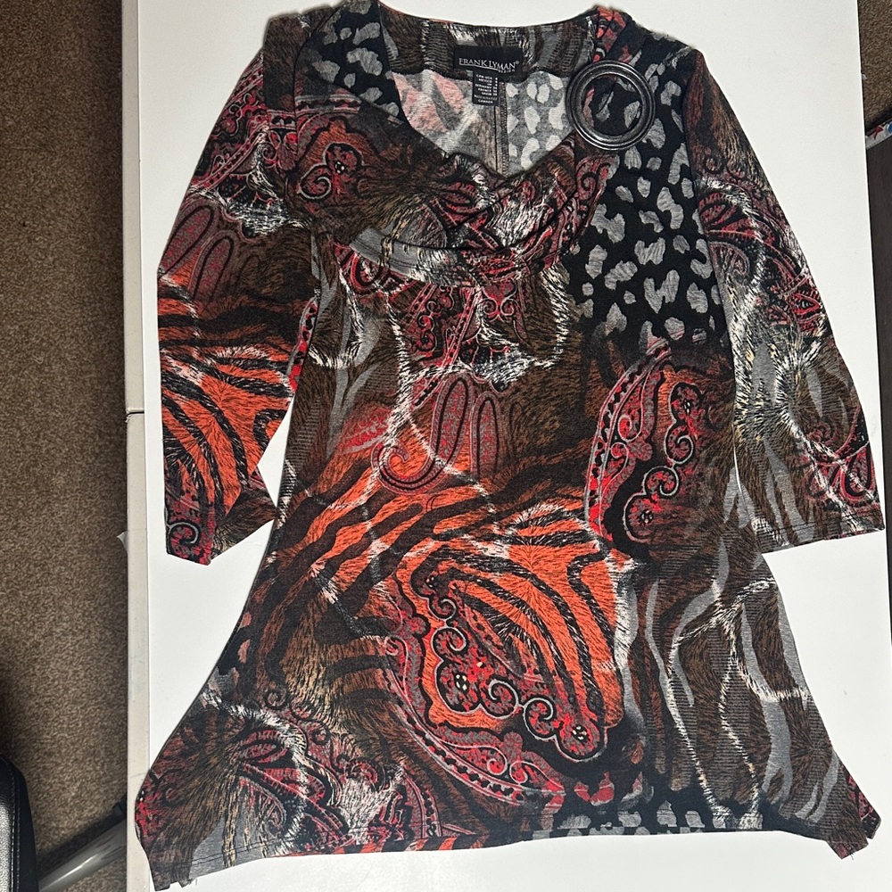 Frank Lyman Design Red and Black Graphic Tunic